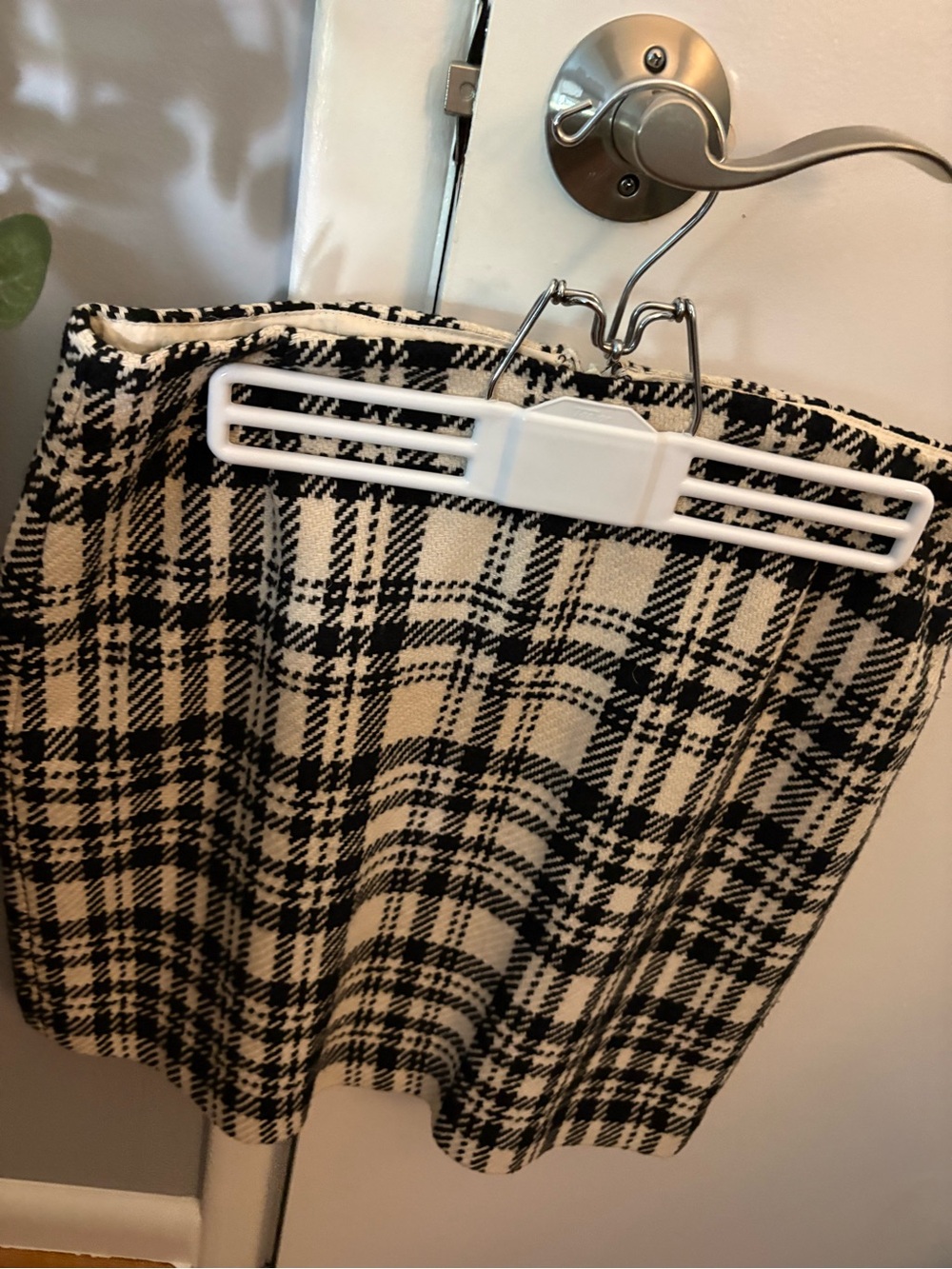 Stella McCartney Black & Cream Plaid Skirt